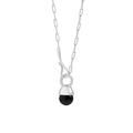 Collana in argento sterling S925 con pendente minimalista a sfera in onice nero - Argento 925 / Pendaglio in Agata Nera