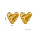 Orecchini a cuore dorati stile vintage con texture irregolare, misura 25 mm - 1148 Cuore Piegato / Oro