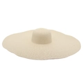 Close-up of finely woven oversized straw hat texture showing wave-shaped wide brim - 25cm Brim / Cream