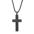 Collar punk con colgante de cruz en plata retro, patrón de rombos y cadena de cuerda - Solo Colgante (Sin Cadena) / Negro Vintage