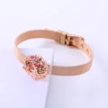 Rose gold mesh bracelet with tree of life charm and colorful zircon stone inlay - Rose Gold