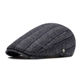 Gorra tipo boina gris oscuro a rayas para hombre con detalle de logotipo metálico lateral - Azul marino / Ajustable
