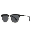 Classic semi-rimless Clubmaster sunglasses with black and silver frames and grey lenses - Black Silver Frame Black Grey