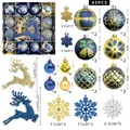 45pcs Christmas ball set with 6cm blue and gold ornaments and reindeer pendants - Blue & Gold Reindeer - 45PCS