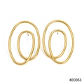 Creative spiral hoop earrings with minimalist double oval design in golden finish - Double Oval Style (KD3353) / Gold