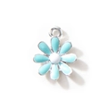 Gänseblümchen Anhänger mit hellblauem Emaille und silbernem Metall für DIY Schmuck - Blau (Versilbert)