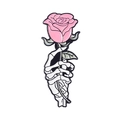 Spilla smaltata con mano di scheletro e rosa rosa in stile gotico raffinato - Stile Rosa con Mano di Scheletro (XZ6069)