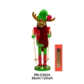 30cm wooden Christmas reindeer nutcracker with ski poles and red gift packaging - Z3024-Skiing Reindeer