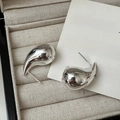 Polished S925 sterling silver teardrop stud earrings in a luxury jewelry box - Large EHZ020 (Approx. 6.3g) / Silver