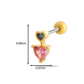 Pendiente de acero dorado con gema azul y corazón rosa, con medidas de 0,69 cm - 1# Oro (Gema Azul y Corazón Rosa)