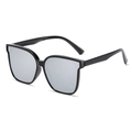 Kids black oversized sunglasses with metal studs and grey lenses for UV protection - Black Frame Silver Mirror