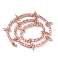 Hip hop tennis necklace with pink zircon and spikes in rose gold finish for men - Rose Gold Pink Zirconia
