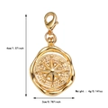 Golden stainless steel tarot star compass pendant with lobster clasp and measurements - Starry Compass Pendant