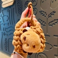 Brown knitted capybara plush keychain hanging on a tote bag as a cute accessory - Capybara Body