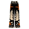 Bohemian black high waist wide leg pants with moon phase and ethnic floral print - One Size / Pants Only (High Waist Wide Leg Pants)