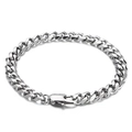 Bracelet gourmette poli en acier inoxydable argenté avec un fermoir mousqueton sûr - Bracelet Argenté 7mm Poli 6 Faces-22cm