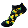 Low-cut black ankle socks featuring vibrant yellow lemon patterns in cotton knit - One Size (36-44) / C51 Black Lemon