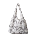 Borsa tote bianca con farfalle in tessuto testurizzato morbido e capiente design moderno - Nero