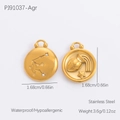 Golden Aquarius zodiac stainless steel pendant with constellation and sign details - Aquarius