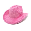 Elegante sombrero de vaquero rosa de piel de conejo sintética con diseño retro para hombre y mujer - Rosa rojo