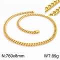 Chaîne NK Gourmette dorée pour hommes, 760x8mm avec finition métallique polie - Collier Doré 760x8mm
