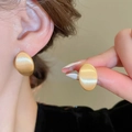 Minimalist matte gold oval stud earrings for women with smooth metallic finish - 24# Matte Oval Stud (24# S925 Post-Gold)