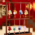 Set of eight crystal pony charms with resin details and golden lucky metal tags - A129 Crystal Pendant Box 6 / Full Box Set
