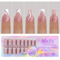 French soft gel tips in nude pink and white swirls, 150 pieces 3-in-1 system kit - French 5-in-1 Press-on Nails 03