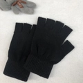 Winter thermal fingerless gloves in black knitted fabric for smartphone use - One Size / Black