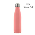 500ml Sakura Pink matte stainless steel vacuum insulated water bottle with silver lid - Sakura Pink
