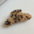 Grande pince à cheveux en acétate avec motif écaille et texte France Handmade - 10.5cm / Léopard Clair