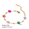 Gold stainless steel flower bracelet with colorful beads and K18 engraved tag - Bracelet / Assorted Colors