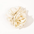 Chic cream white satin rose flower scrunchie with silky pleated texture and soft shine - Off-white