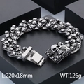 Retro silver punk skull bracelet in titanium steel, size 220x18mm, weighing 126g - Steel Color (KB66291-BD)