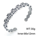Vintage silver stainless steel open bangle with embossed Iron Cross wing pattern - Maltese Cross Style (KB209314-LU)