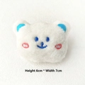 Close-up of white plush bear brooch with blue embroidery, 6cm x 7cm detail view - DIY Style (Back Opening) / White Bear