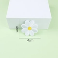 Macro view of white and yellow 4cm daisy embroidery patch with detailed needlework - Sunflower 3 / White