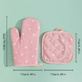 Pink quilted cotton oven mitt and potholder set with daisy pattern for heat protection - Daisy-Pink#Cotton