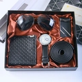 Business gift set with watch, wallet, belt, and sunglasses in a luxury box - 6-Piece Black Set (Belt + Auto Buckle + Wallet + Watch + Sunglasses + Box)