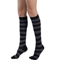Japanese style black and gray striped knee-high socks with college aesthetic style - Grey and Black Wide Stripes
