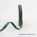 1cm wide dark green Merry Christmas ribbon with gold foil snowflakes for gift wrapping - Snowflake / 1cm*50 Yards / Green