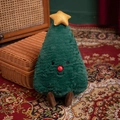 Cute green Christmas tree plush toy with gold star and red nose on cozy indoor background - Dark Green Tree / 20cm