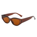 Retro cat-eye sunglasses in tortoiseshell brown with silver dot rivets for women - Dark Tea Frame Tea Lens