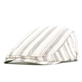 Coppola a righe in cotone e lino bianco, grigio e arancione con fibbia metallica - Beige
