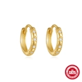 Classic 925 sterling silver gold hoop earrings with star pattern and white zircon - Star Decoration