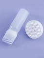 Dettaglio flacone applicatore da 6oz e spazzola per massaggio del cuoio capelluto in silicone - Spazzola da Massaggio a 19 Denti + Flacone per Tinta (Bianco)
