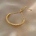 Adjustable gold-plated snake chain bracelet featuring sparkling cubic zirconia stones - New Mfs175 Gold Bracelet