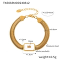 Pulsera de cadena de serpiente de acero de titanio dorado con incrustación de nácar blanco - Pulsera / Concha Blanca