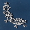 Silver bridal hair vine with white pearls and sparkling marquise rhinestones - Silver Handmade Artificial Pearl Rhinestone Hair Vine (HS-J7178S) / 27.5cm