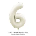 32-inch cream white number 6 foil balloon for birthday party decorations (87x58cm) - 32 Inch Number 6 / Cream White